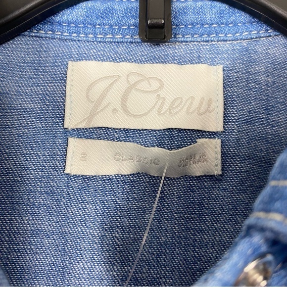 J Crew Classic-fit short-sleeve western snap button chambray shirt - Picture 6 of 8